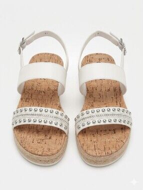 🚨NEW CIRCUS BY SAM EDELMAN Andrea White Espadrille Flatform Sandal Size 6